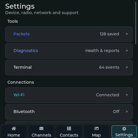 DeskOS Settings screen
