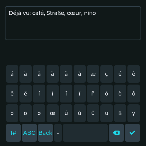 DeskOS accented Latin keys and readable large text