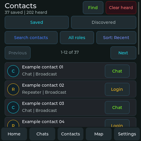 DeskOS paged Contacts with example nodes