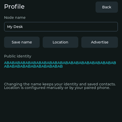 DeskOS Profile editor with example identity
