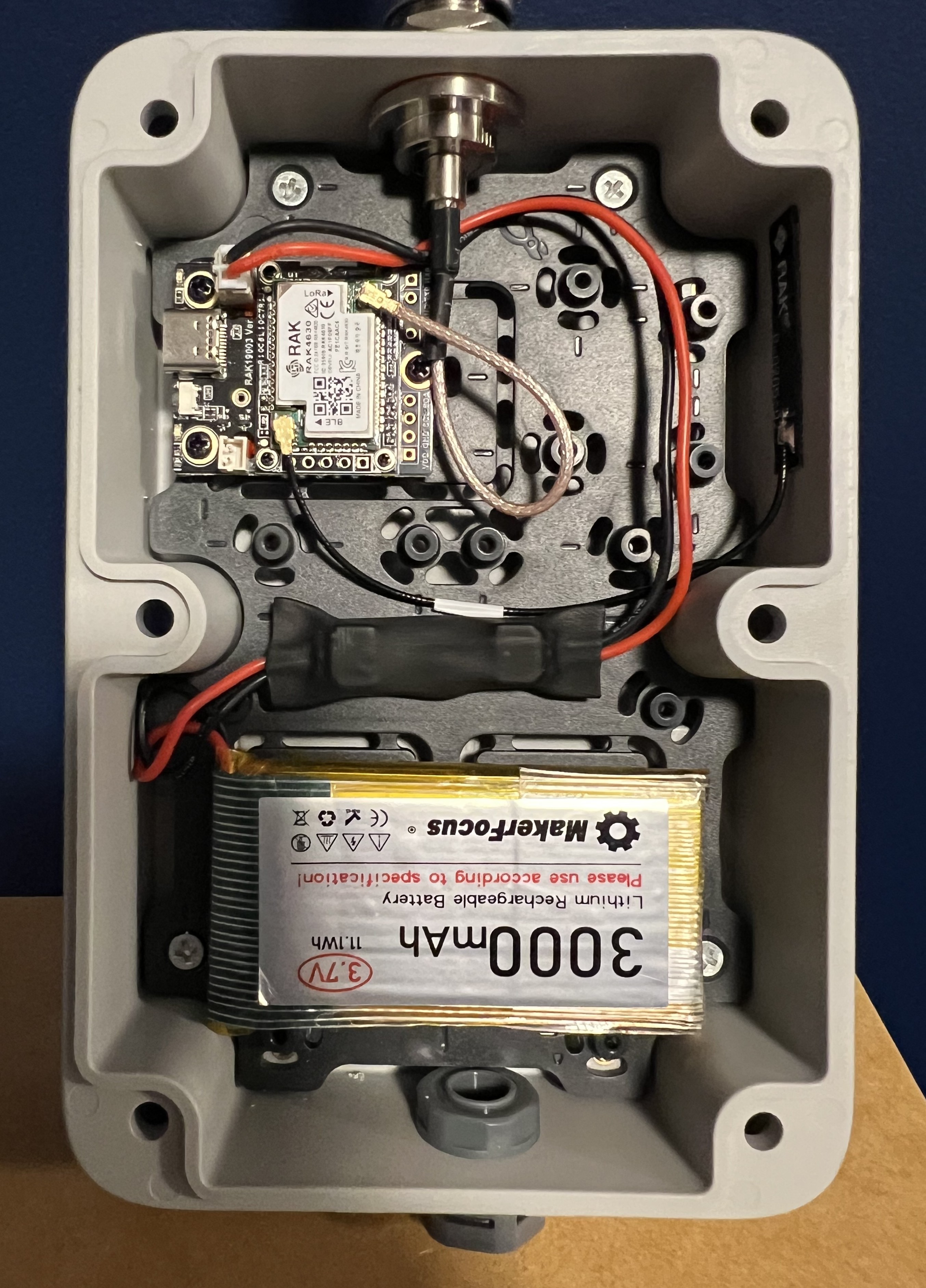 Completed RAK Unify repeater interior before the enclosure is closed