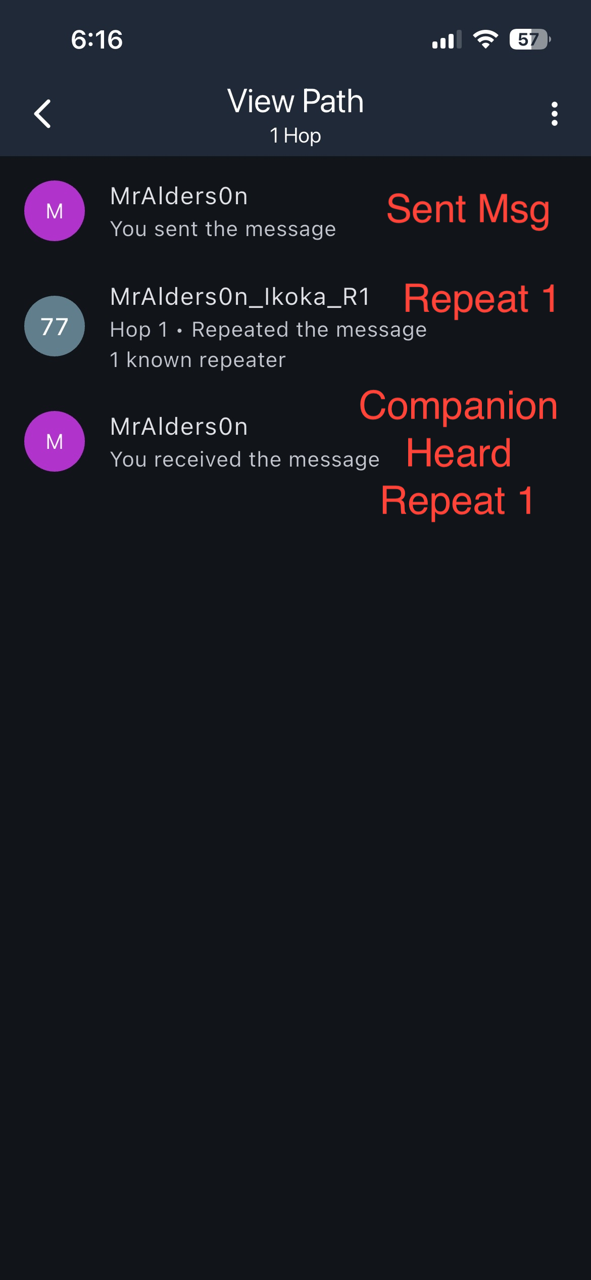 App view of a direct heard repeat